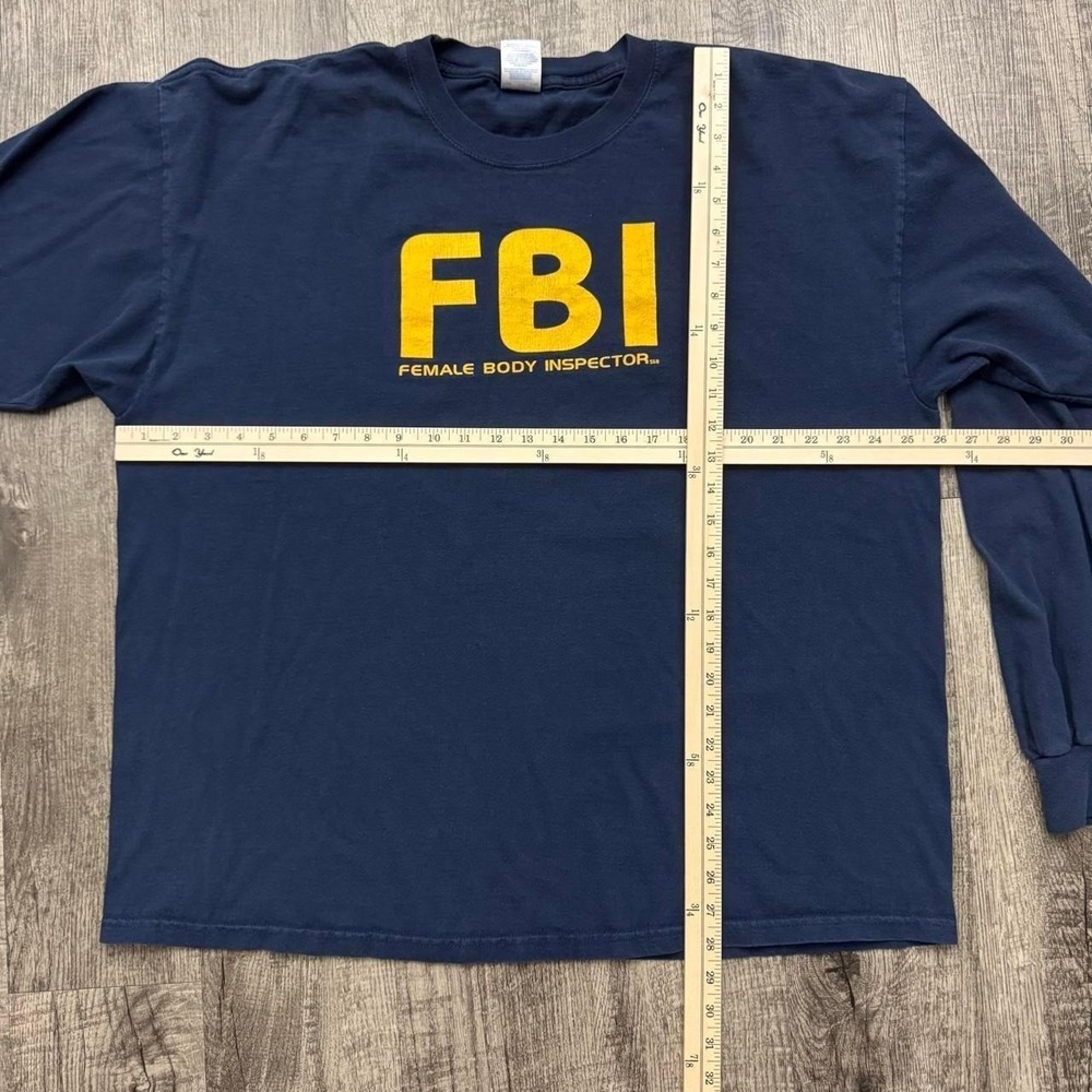 Vintage Y2K FBI Female Body Inspector Long Sleeve T-Shirt Tee Funny Humor Parody - Picture 3 of 6
